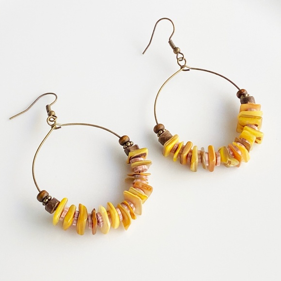 Jewelry - NEW "Canyon" Shell Round Earrings (yellow)